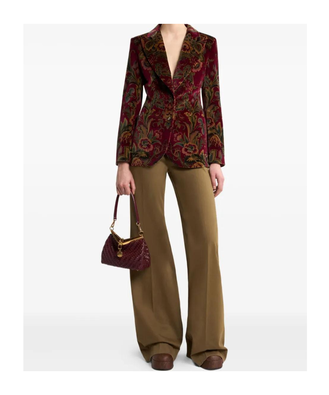 Etro Velvet Floral Pattern Long Sleeves Jacket In Multi