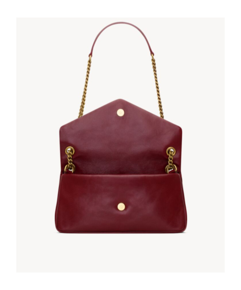 Saint Laurent Calypso Small Shiny Leather Shoulder Bag In Red