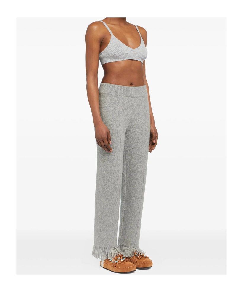 Alanui Finest Fringed-hem Trousers In Gray