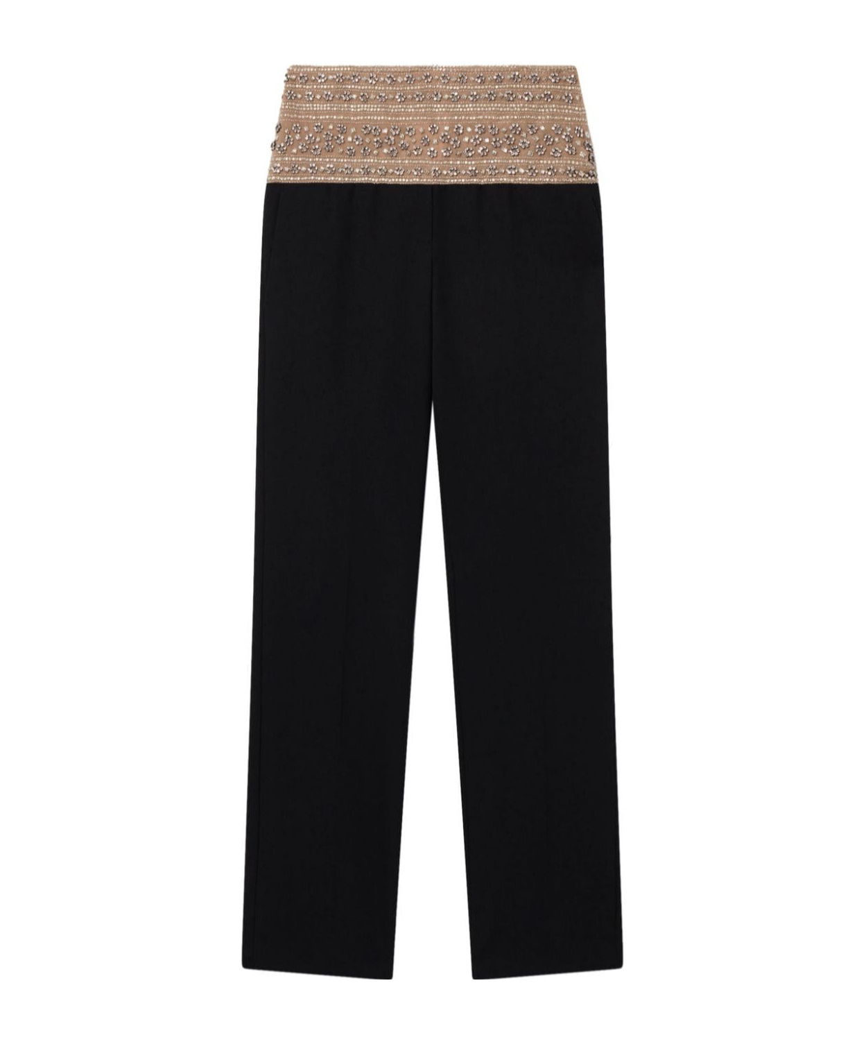 Stella Mccartney Crystal-embellished Wool Trousers In Black