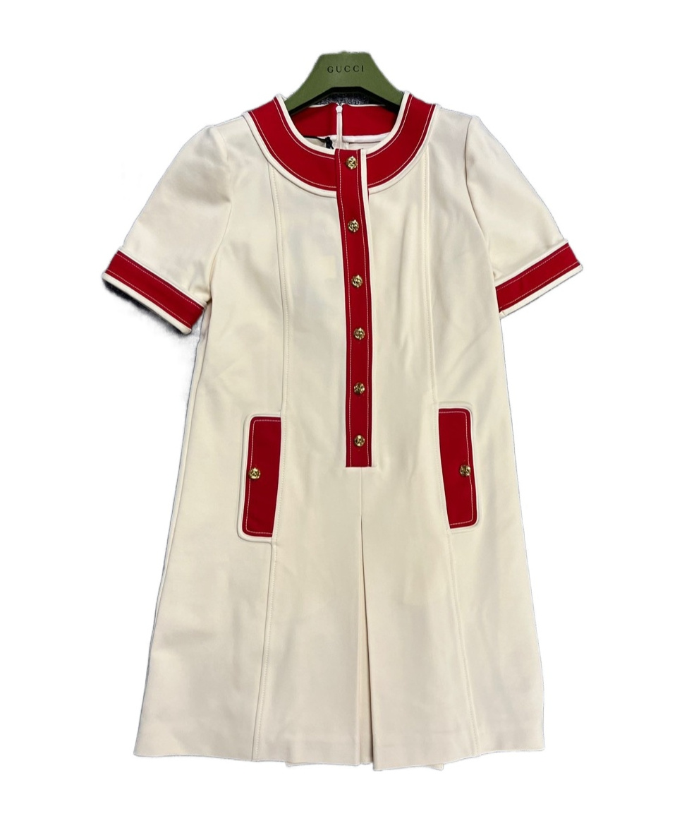 Gucci Contrast-color A-line Mini Dress In Nude
