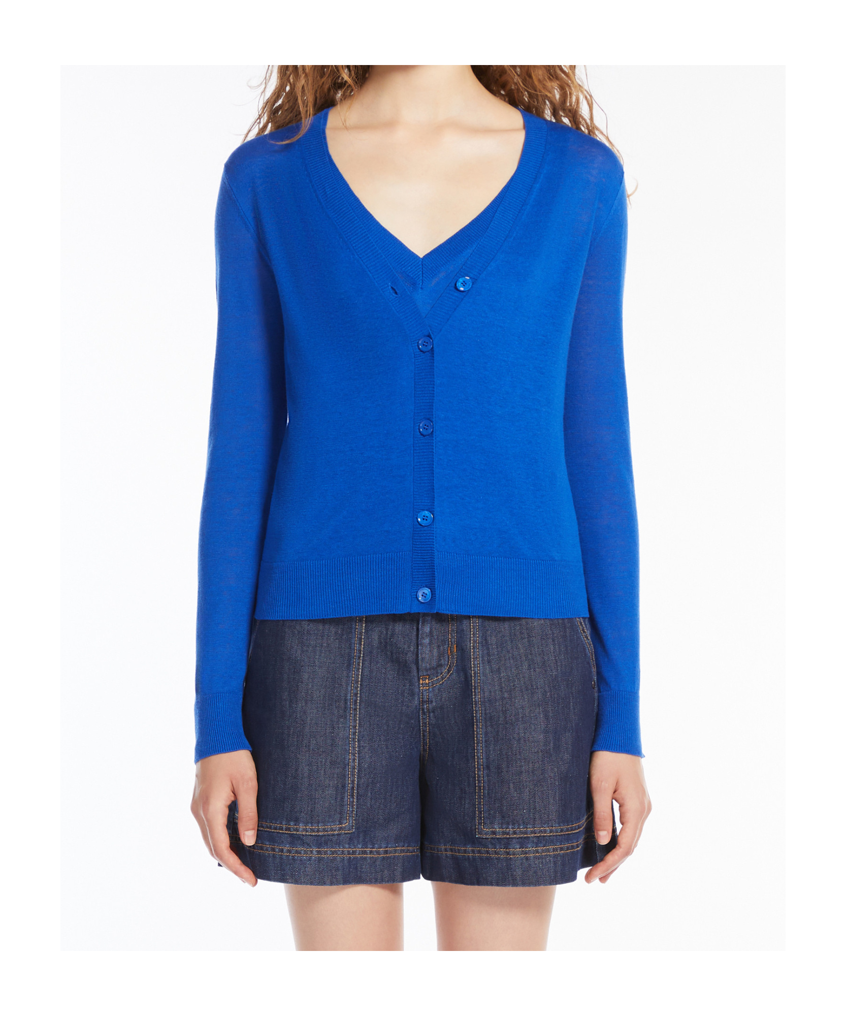 Weekend Max Mara Long-sleeved Cardigan And Vest Combination Two-piece Set In Blue