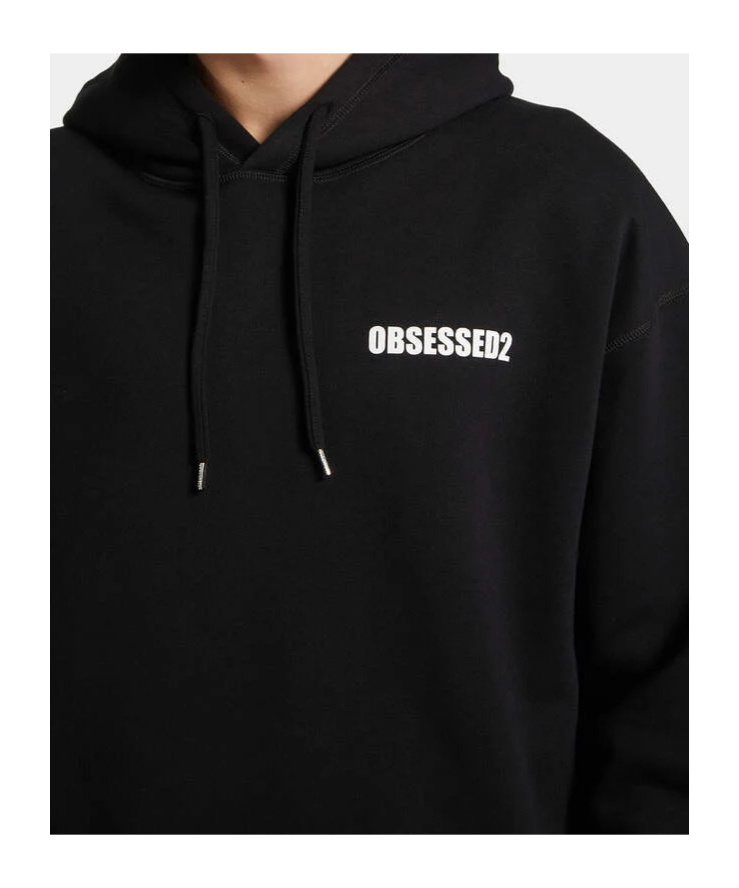Dsquared2 Hooded Long Sleeve Cotton Sweatshirt In Black