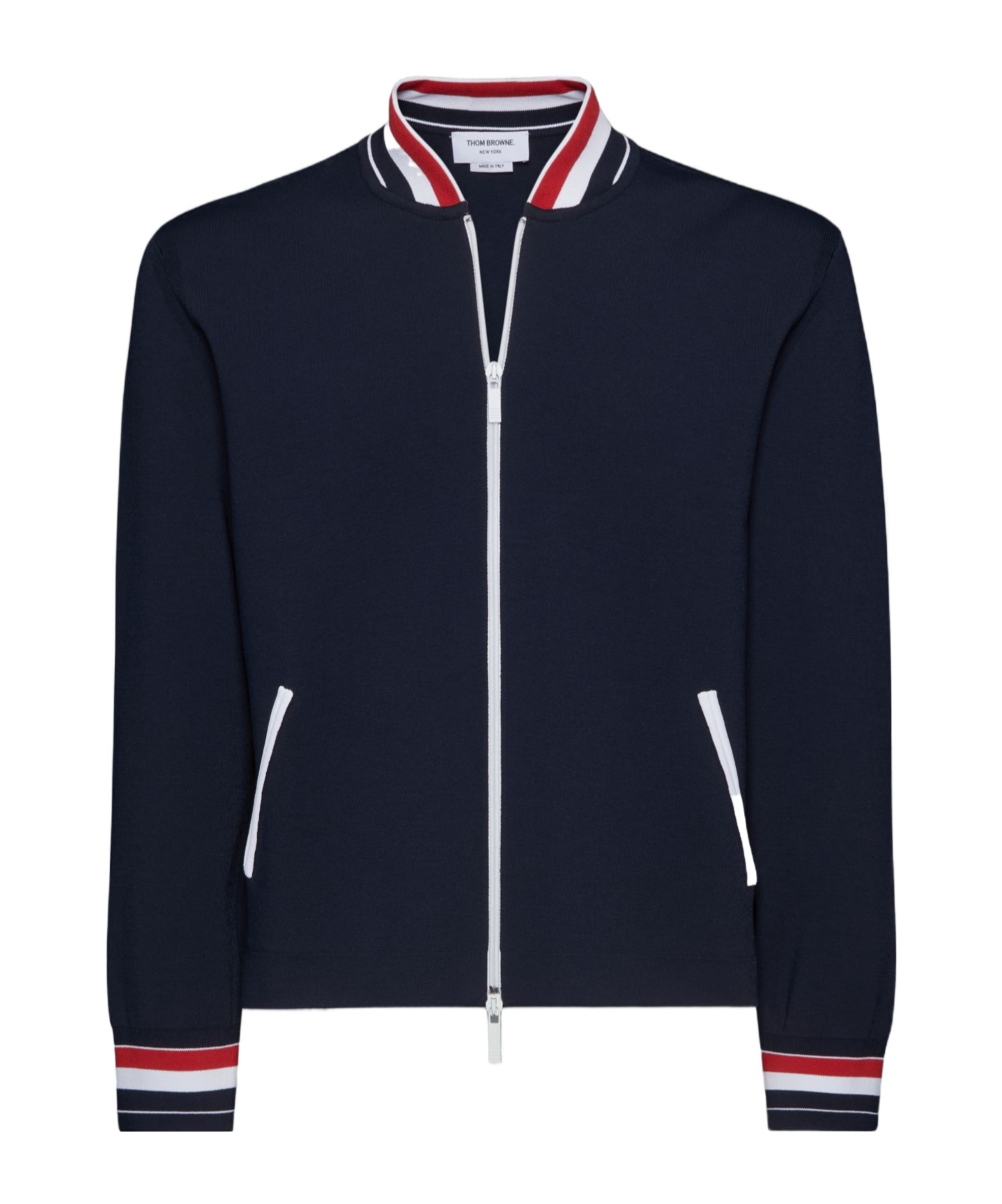 Shop Thom Browne Rwb-stripe Bomber Jacket In Blue