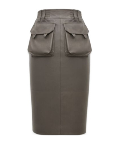 Saint Laurent Gonna A Matita A Vita Alta In Pelle In Brown