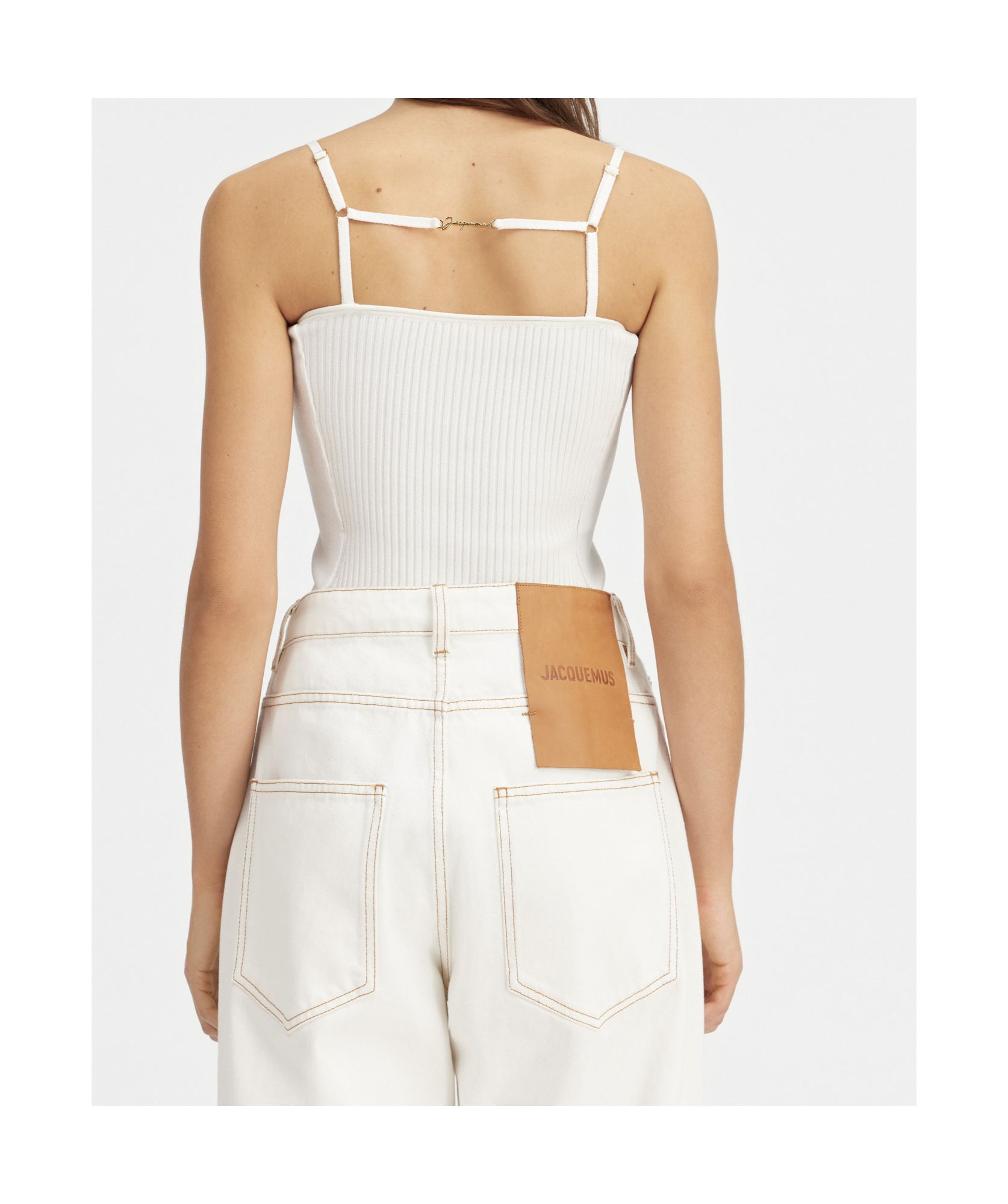 Jacquemus Sierra Ribbed Knit Sleeveless Top In White
