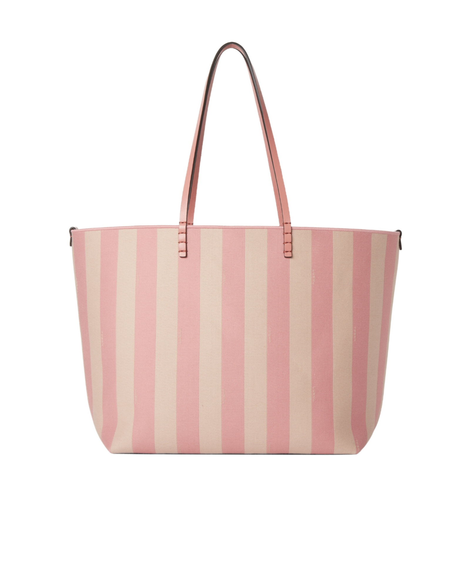Fendi Pink Striped Pequin And Optical Jacquard Fabric Shopper In Pink