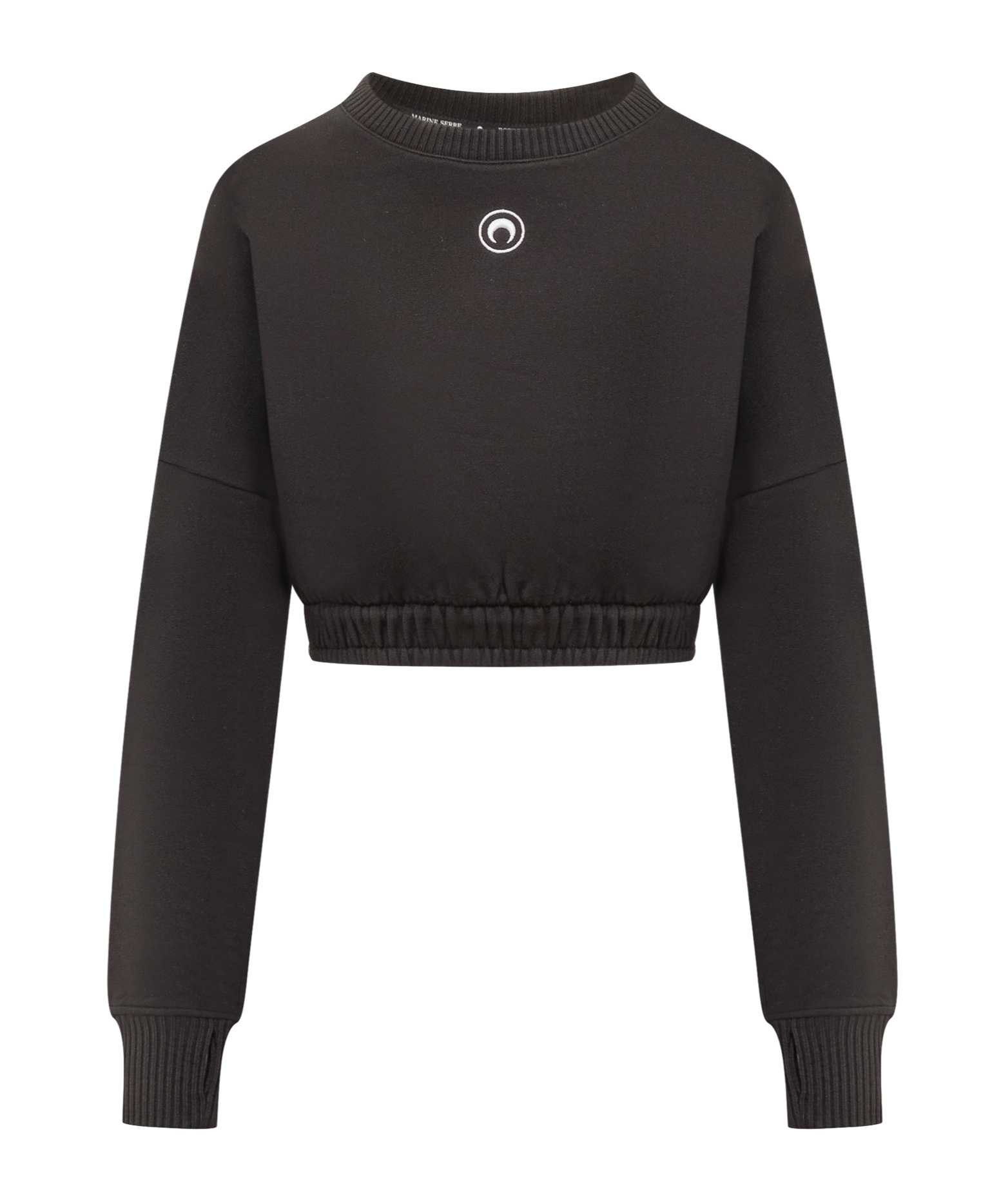 Marine Serre Moon Embroidered Cropped Knit Jumper In Black