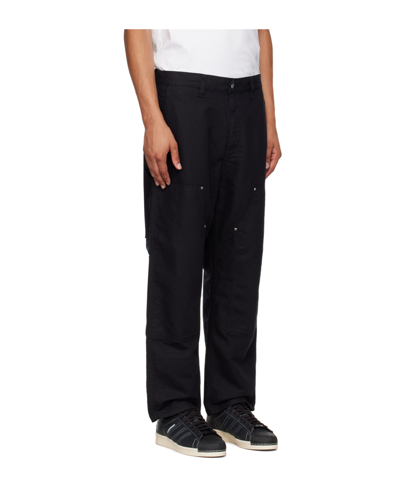 Carhartt Relaxed Tapered Double Knee Pants In Cotton In Black