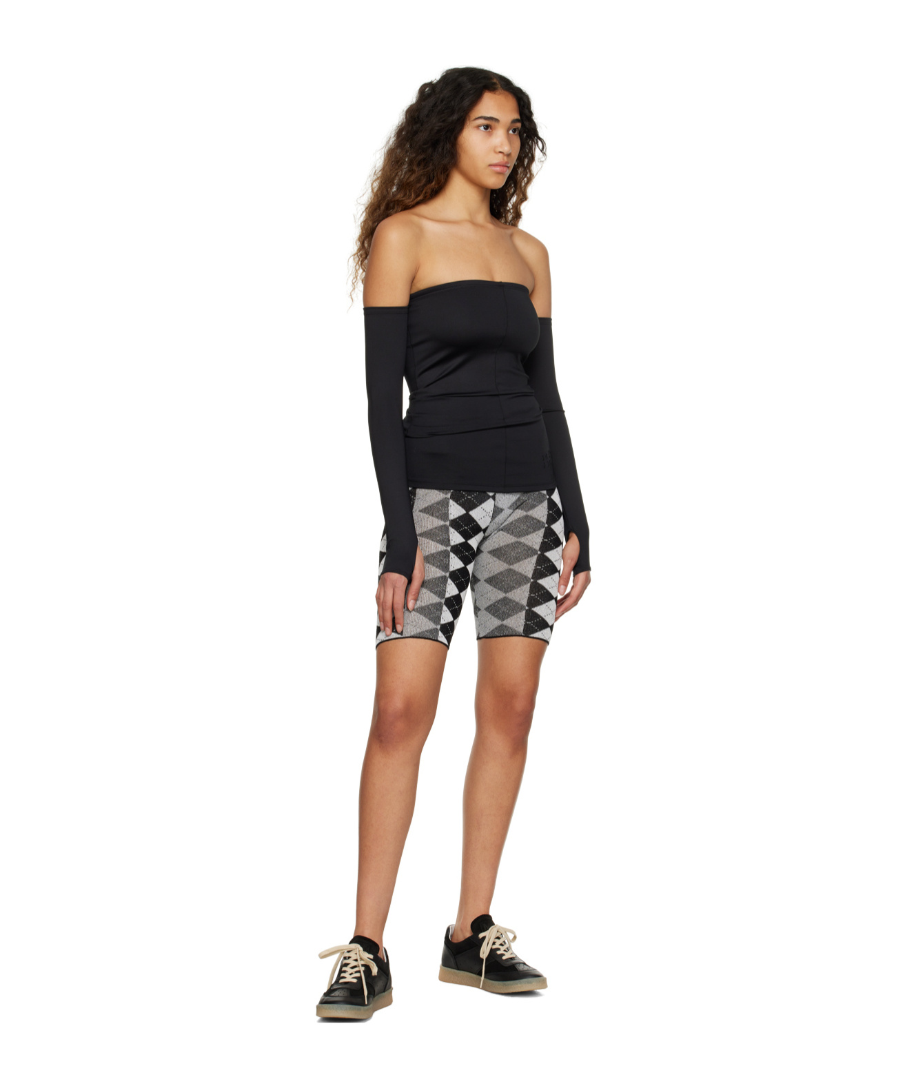 Mm6 Maison Margiela Rhombo-checked Pattern Shorts In Black