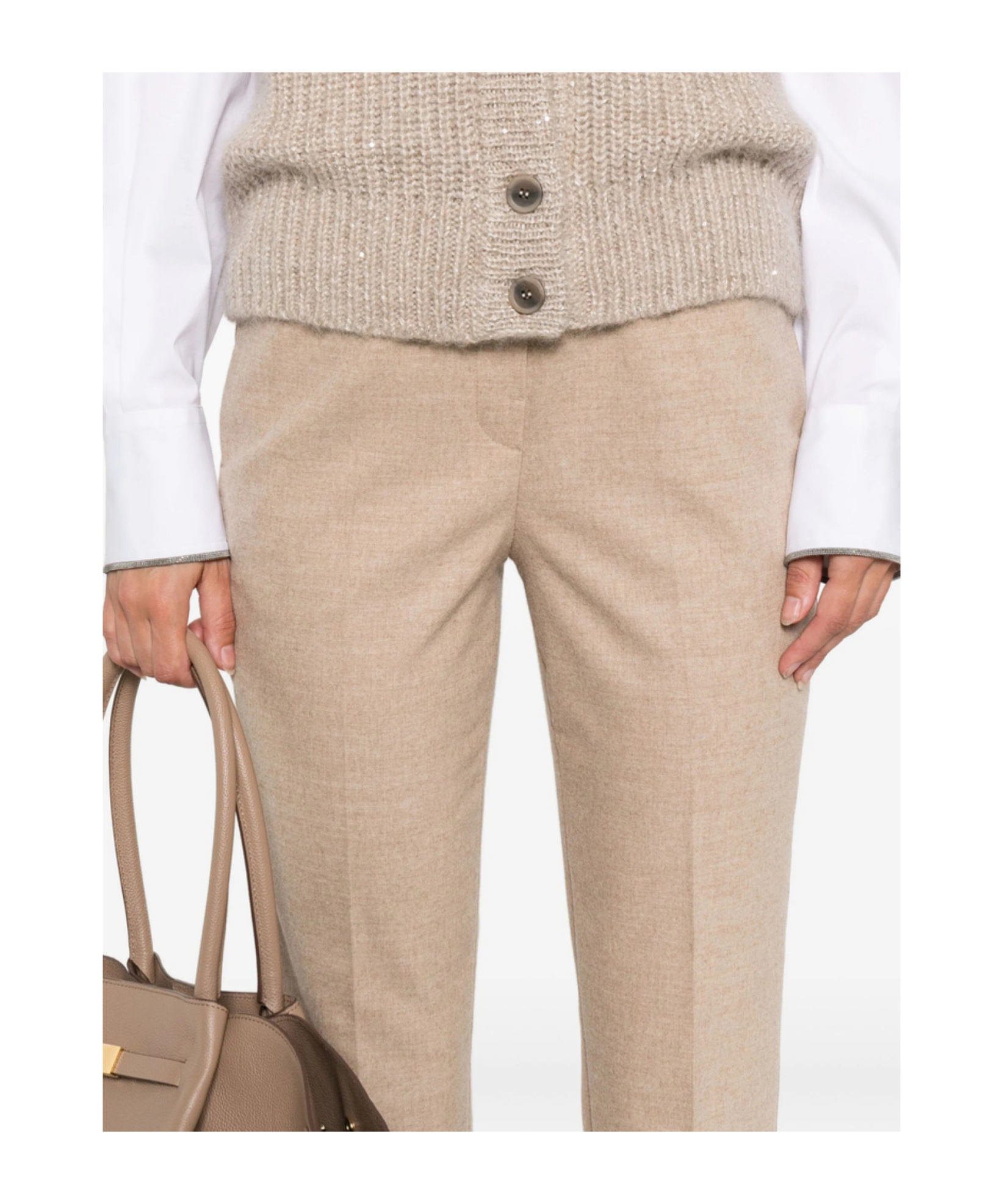 Peserico Elastic-waistband Side-stripe Trousers In Brown