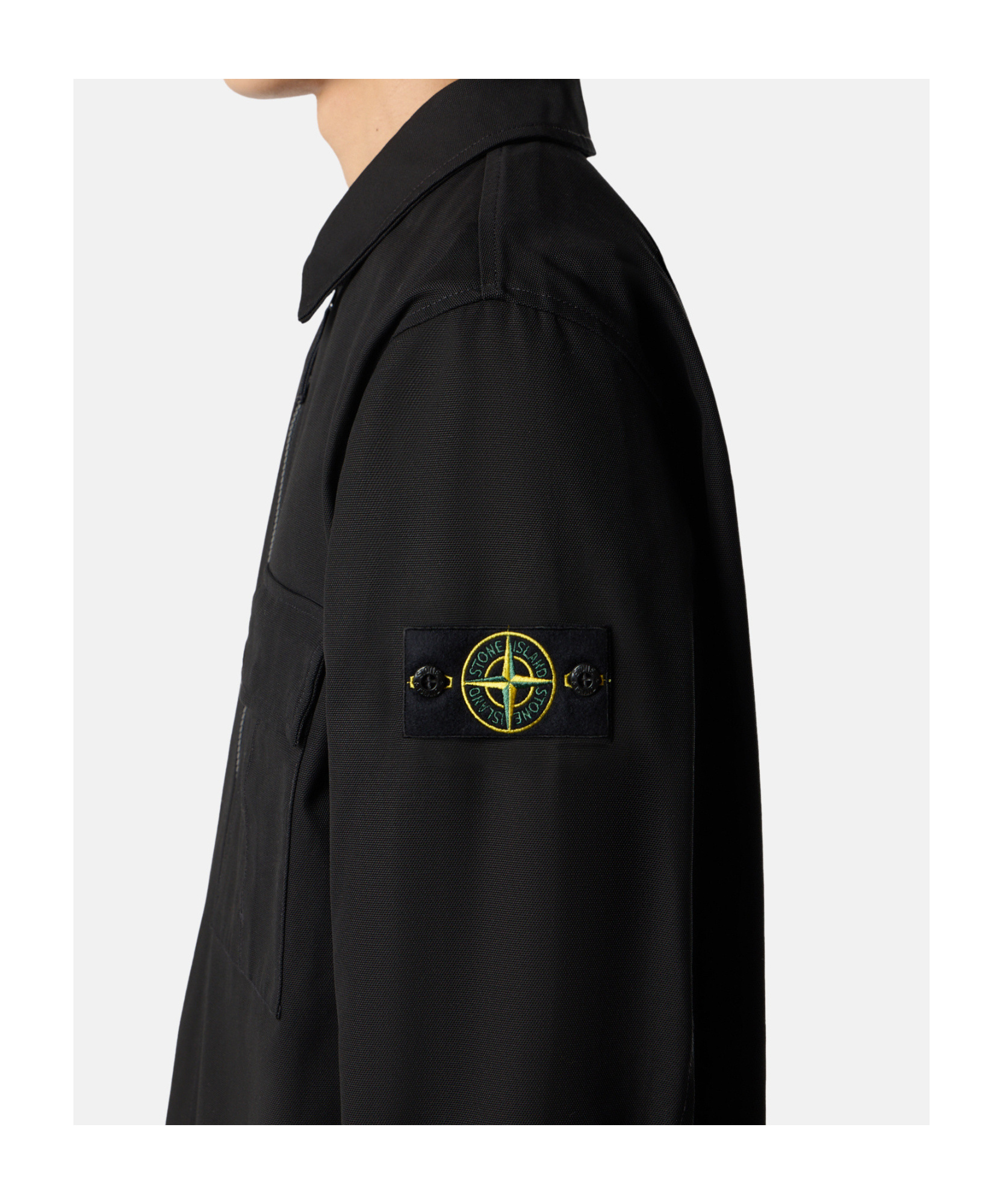 Stone Island Comfort-fit Overshirt With Gusseted Chest Pocket In Black