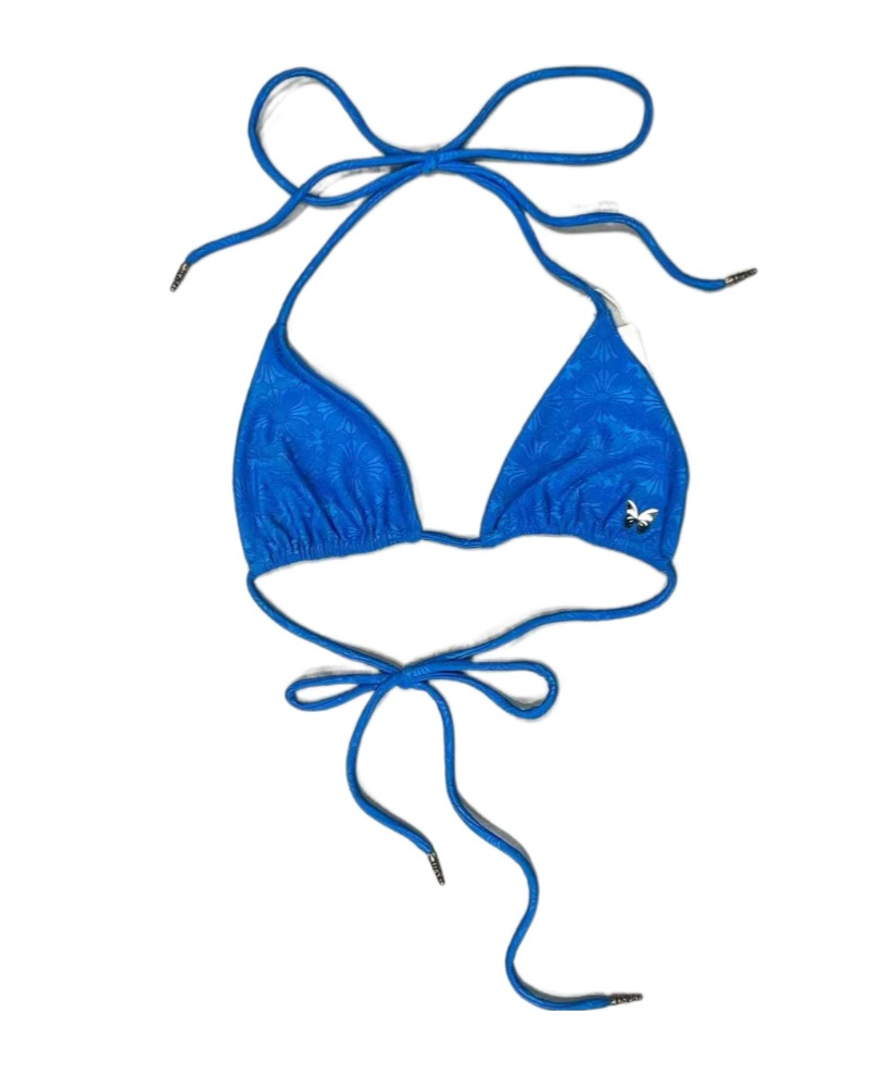 Chrome Hearts Dark-patterned Lace-up Bikini Top In Blue