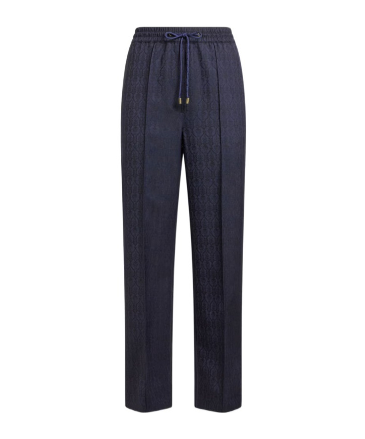Etro Wool Jacquard Jogging Trousers In Blue