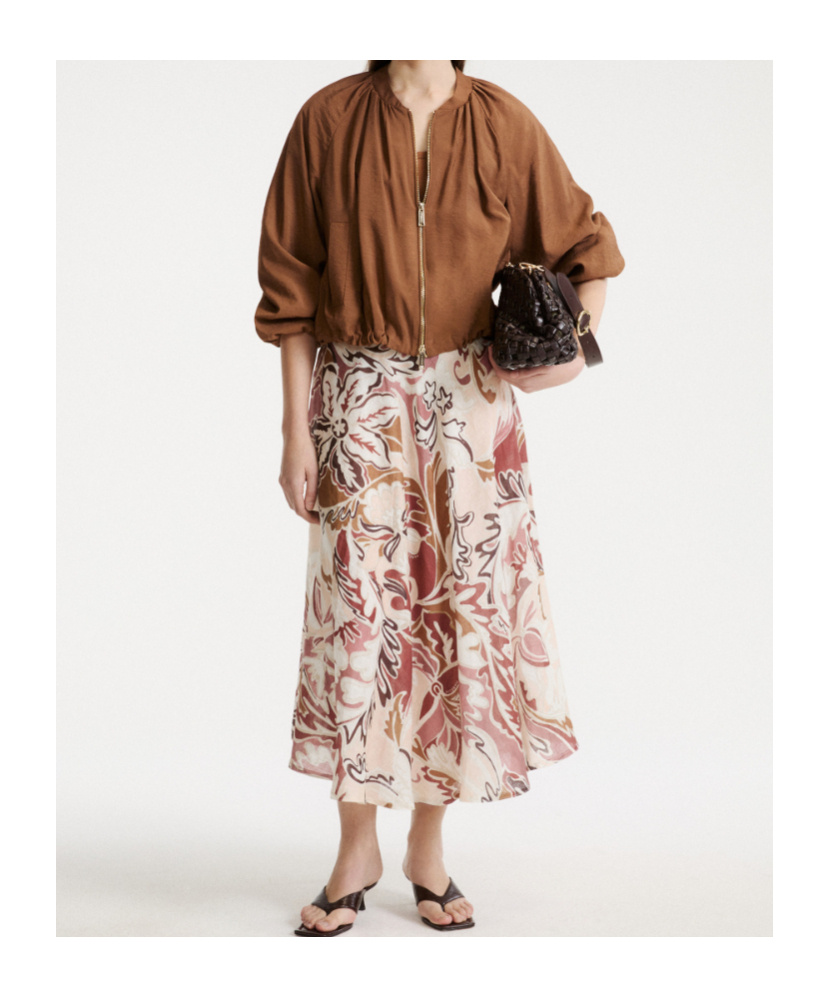 Marella Drawstring-hem Bomber Jacket In Brown