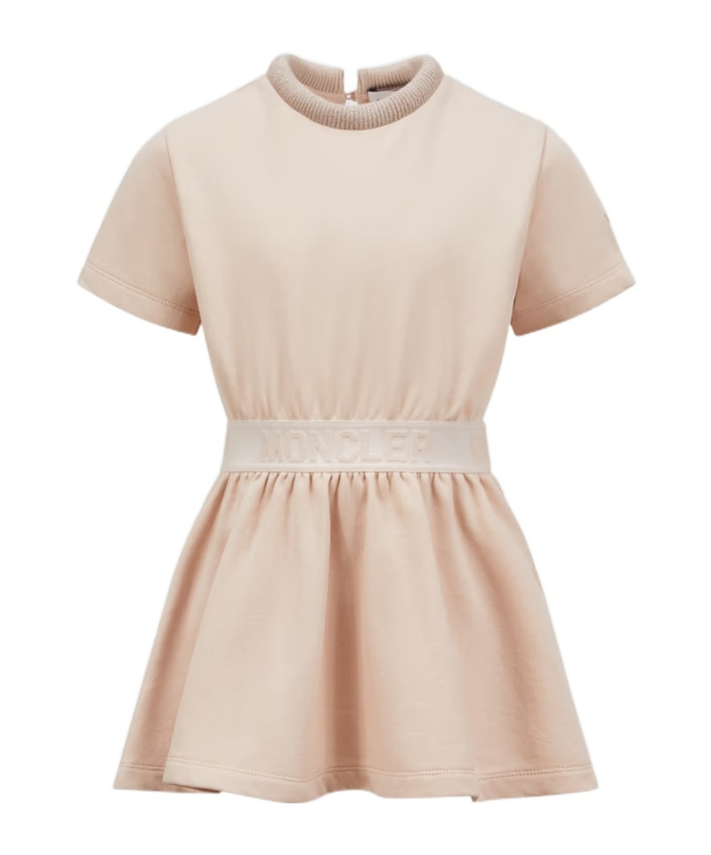 Moncler Short Sleeve Dress In Nude