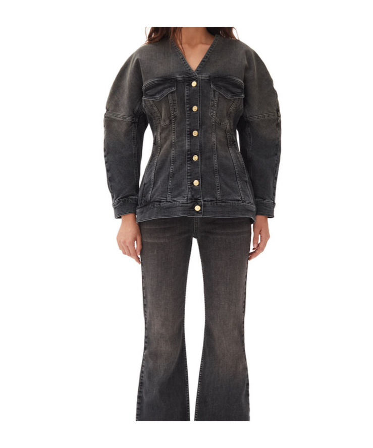 Ganni Tint Edge Denim Jacket In Black