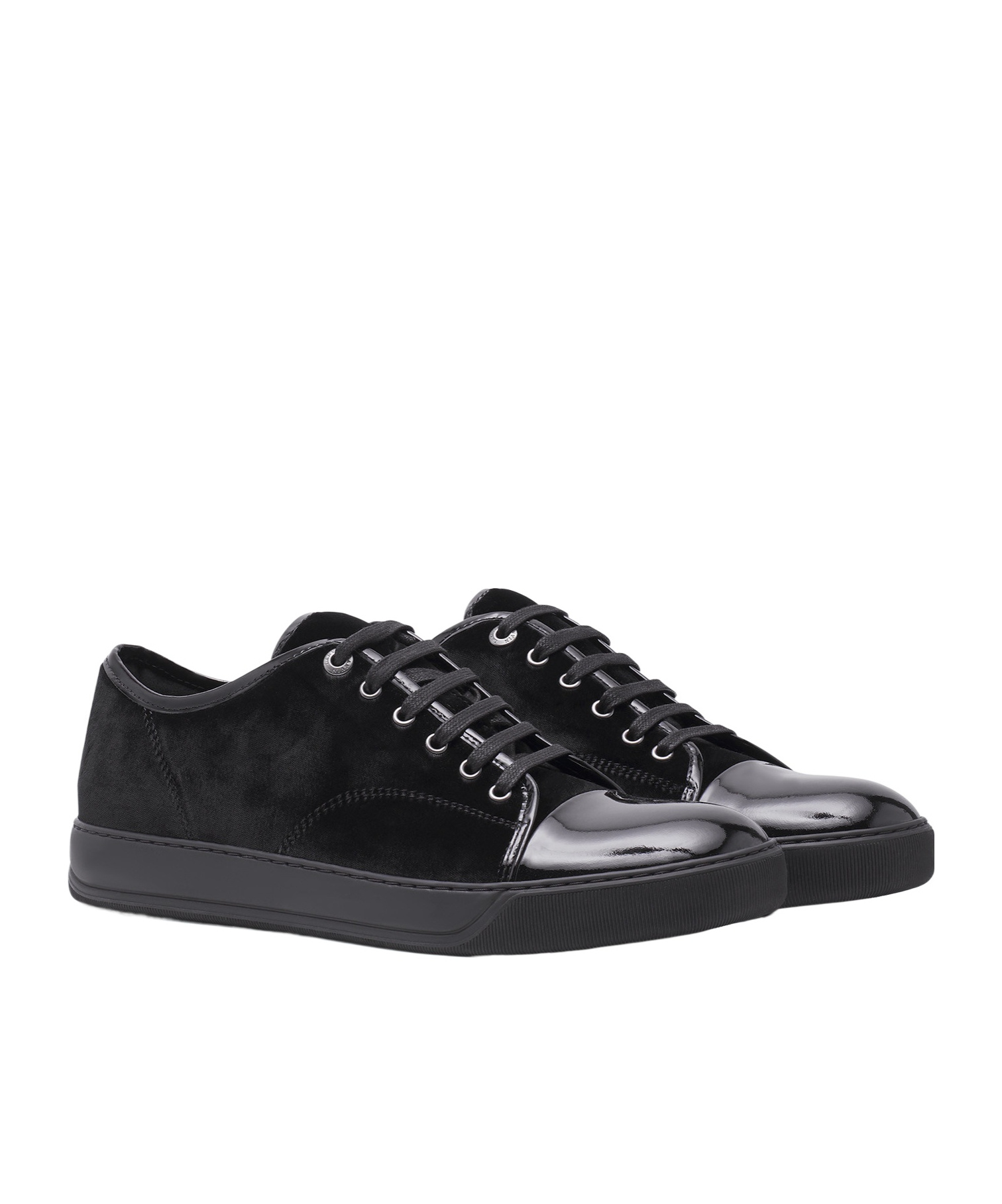 Lanvin Dbb1 Panelled Leather Low-top Sneakers In Black