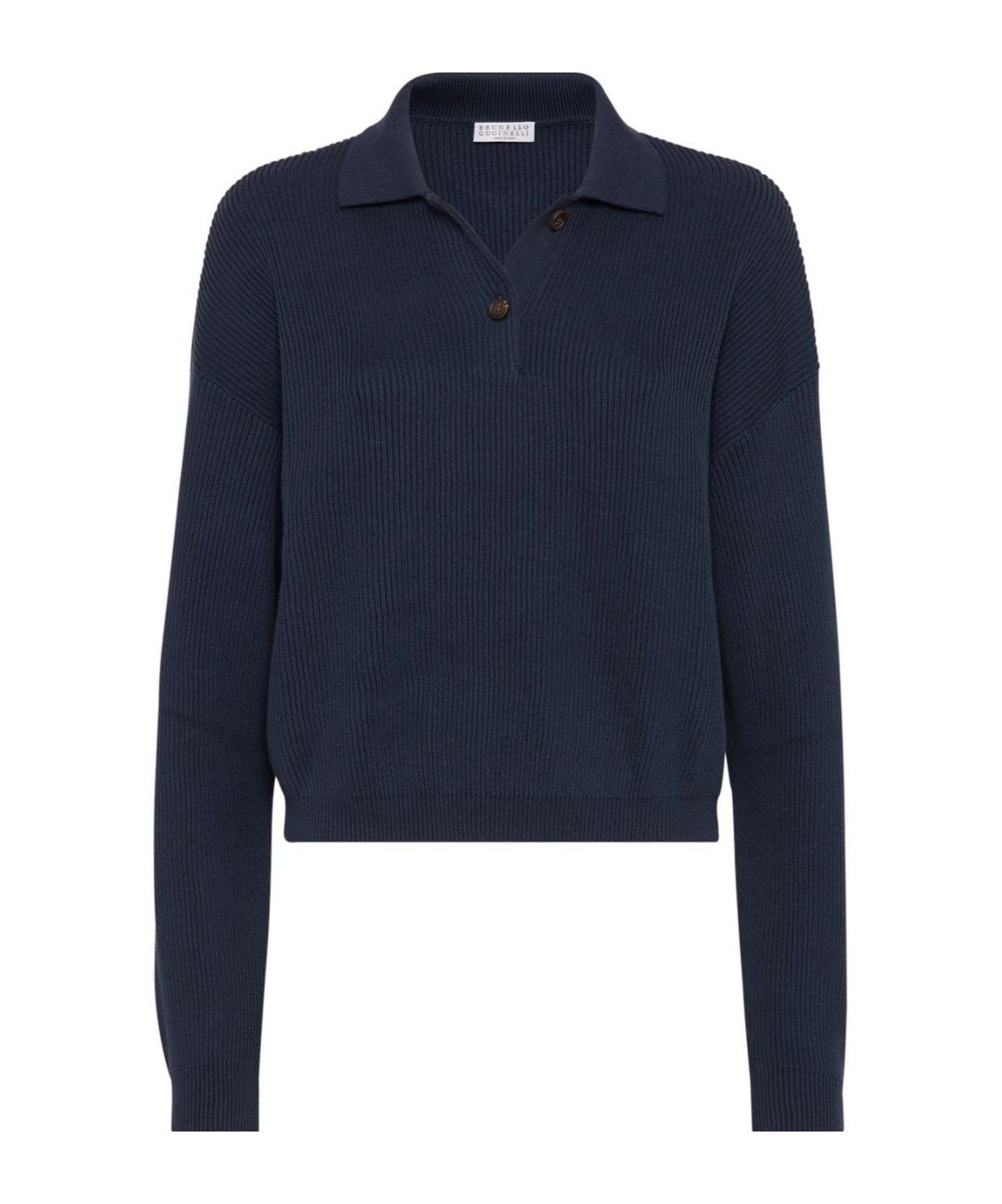 Shop Brunello Cucinelli Ribbed-knit Cotton Polo Shirt In Black