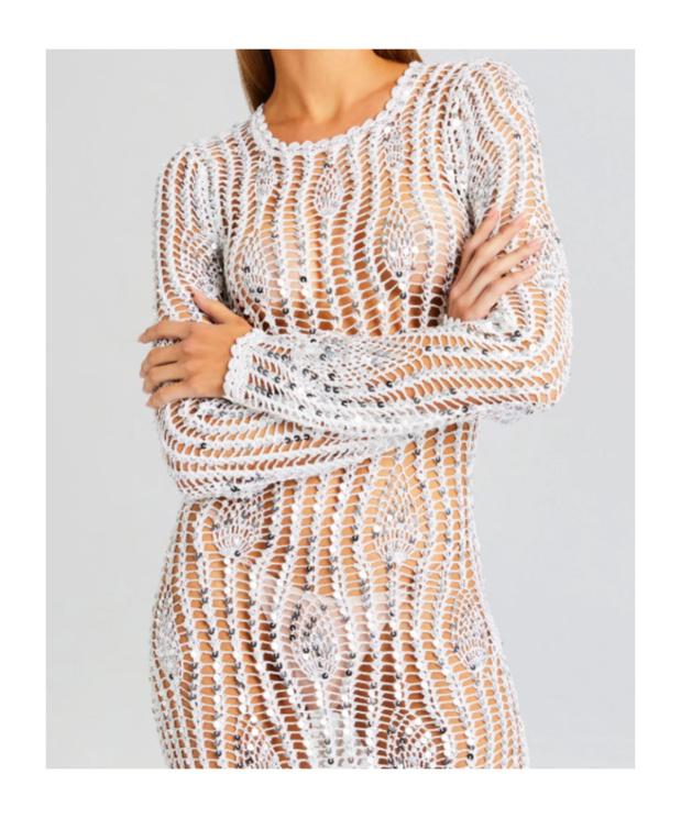 Retroféte Cherri Sequin Crochet Dress In Animal Print