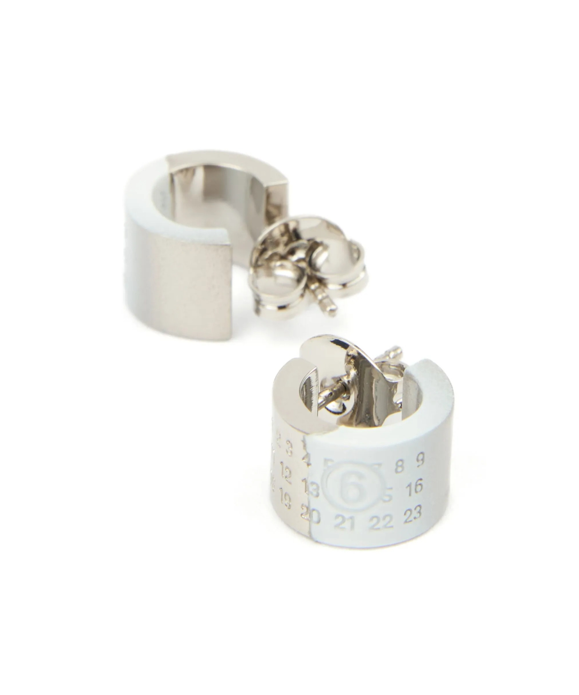 Mm6 Maison Margiela Minimal Logo 4mm Earrings Accessories In White