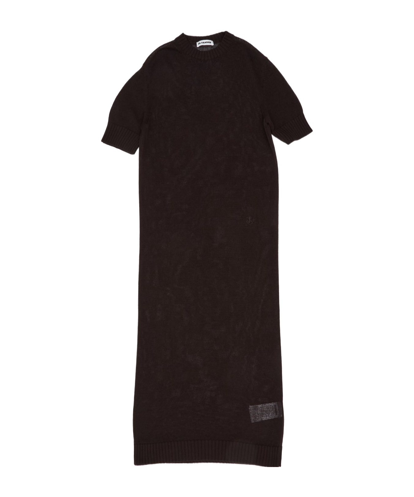 Jil Sander Crewneck Knitted Midi Dress In Brown