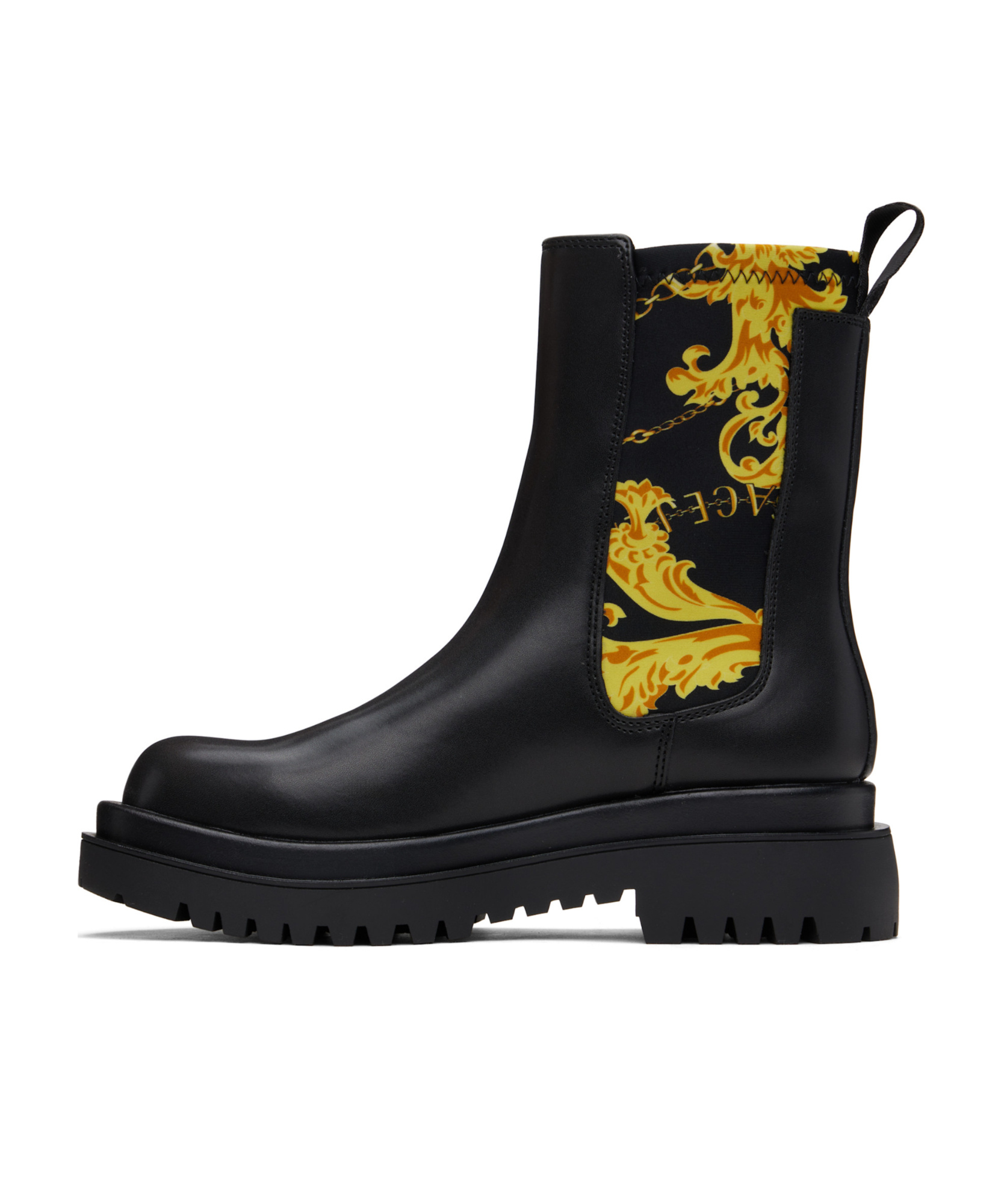 Versace Jeans Round-head Short Boots In Black