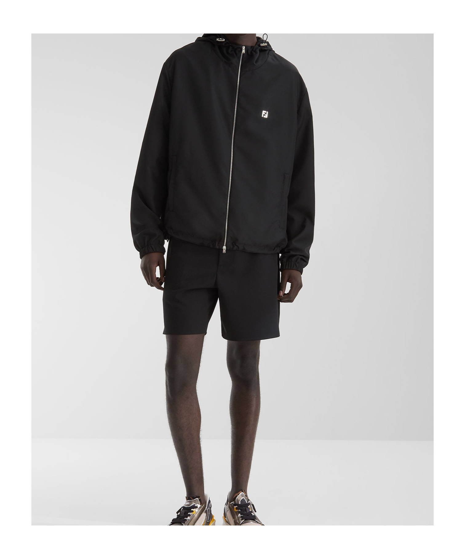 Fendi Black Tech Fabric Blouson In Black