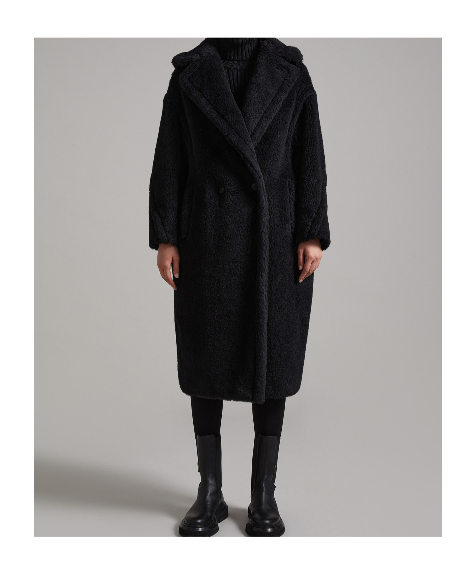 Max Mara Teddy Camel & Silk Blend Coat In Blue