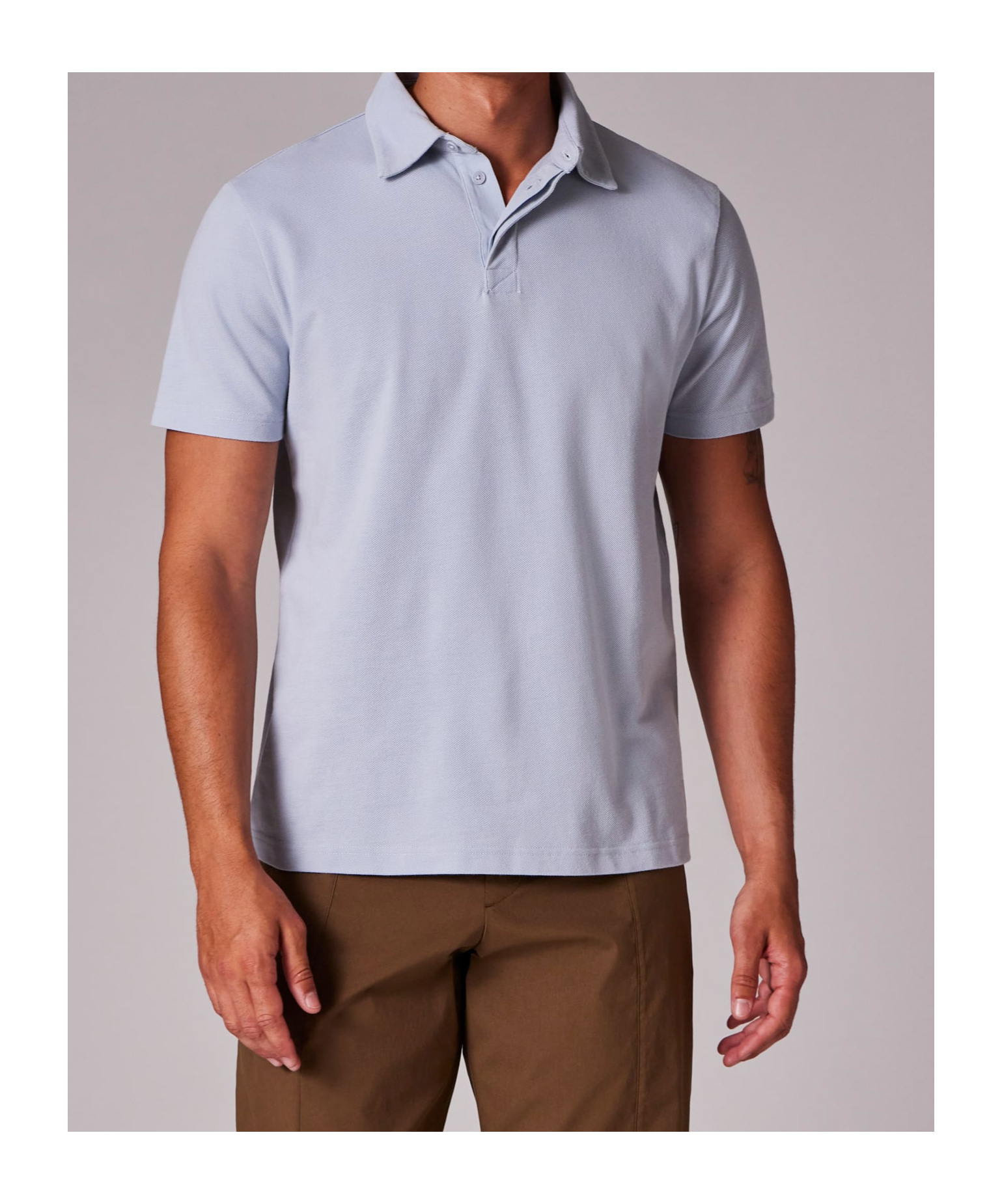 Ps By Paul Smith Pale Blue Concealed-placket Polo Shirt In Blue
