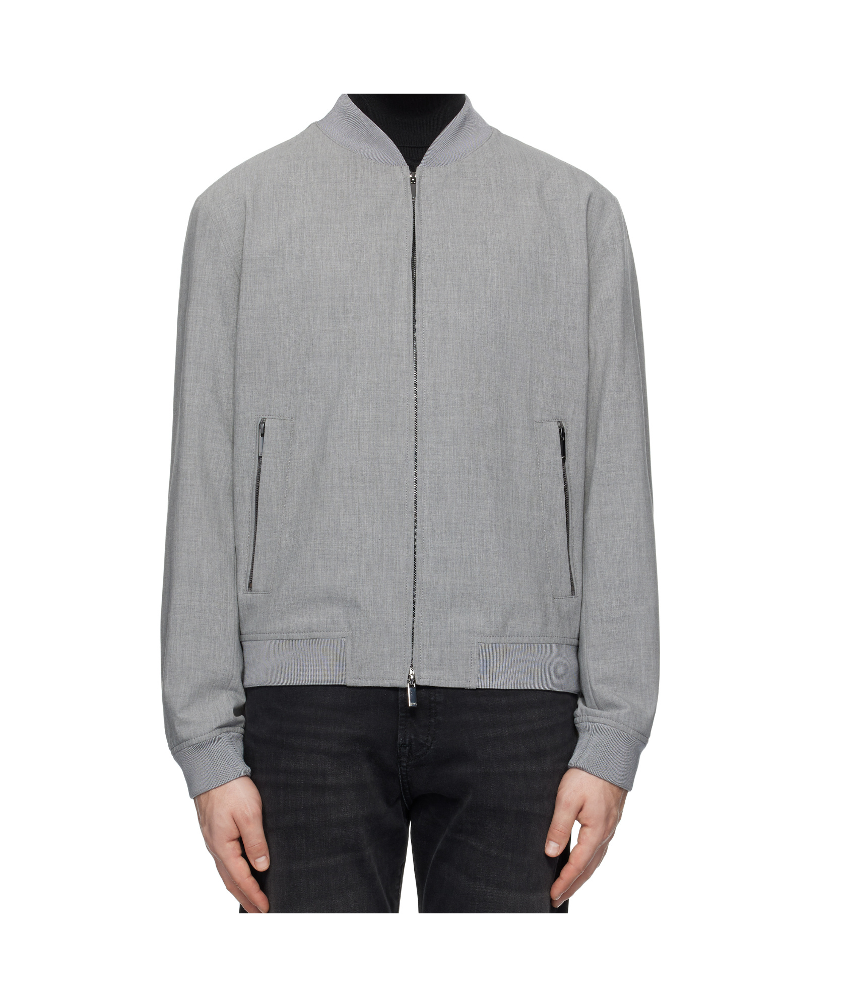 Hugo Boss Gray Slim-fit Bomber Jacket In Gray