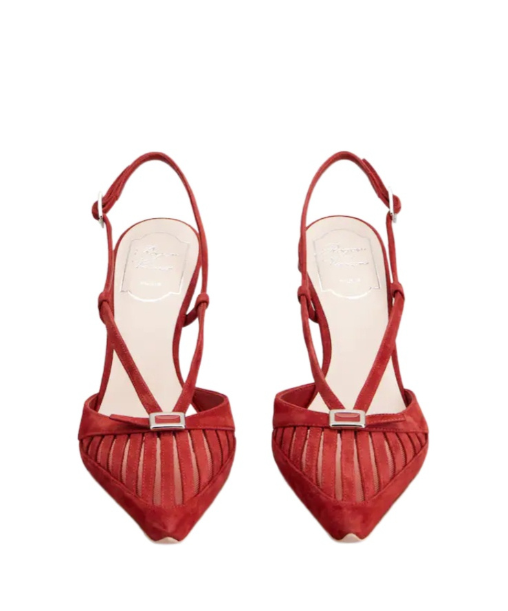 Roger Vivier Escarpins Dorsay Virgule En Cuir Velours In Red
