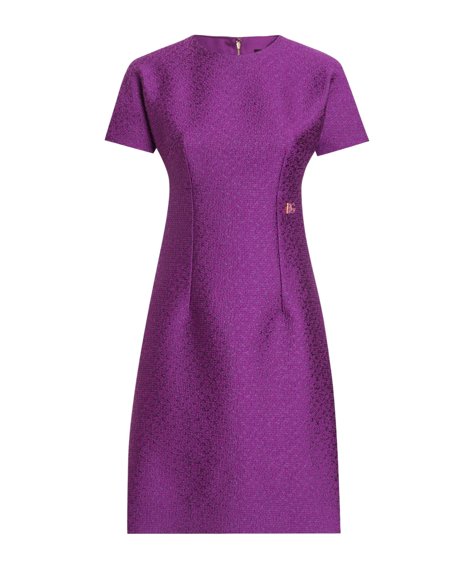 Dolce & Gabbana Rachel Short-sleeve Tweed Mini Dress In Purple