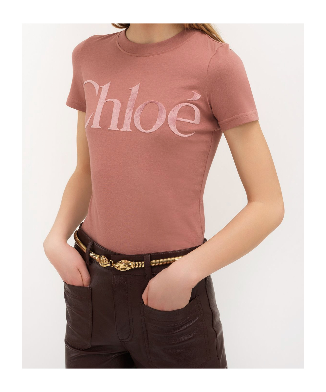 Chloé Pink Cotton Jersey Fitted T-shirt In Nude