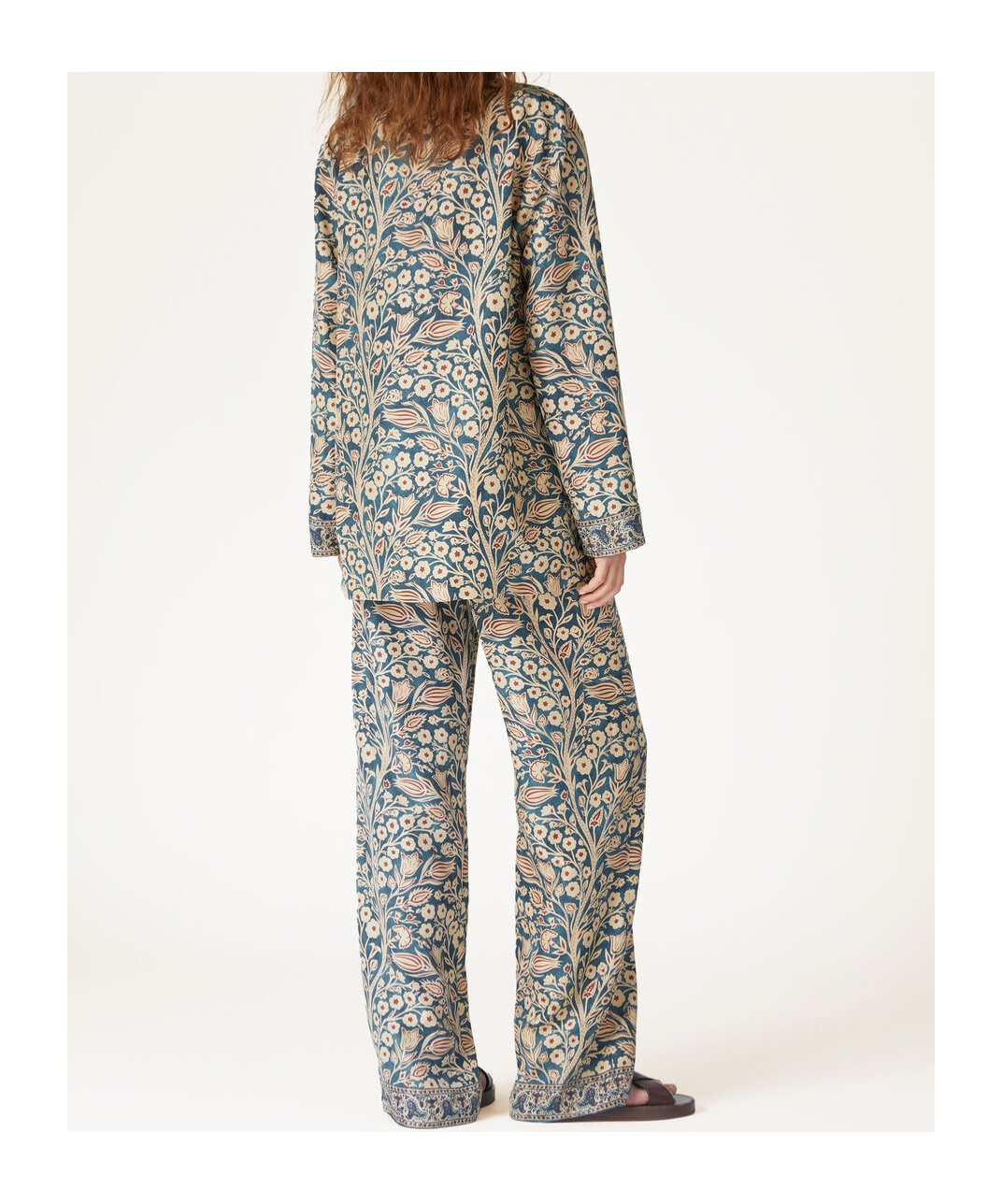 Loro Piana Jameela Shirt In Dark Turquoise/light Sand/ochre Red