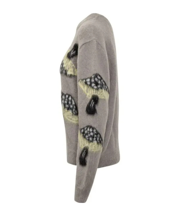 Msgm Mushroom Patterned Crewneck Jumper In Gray
