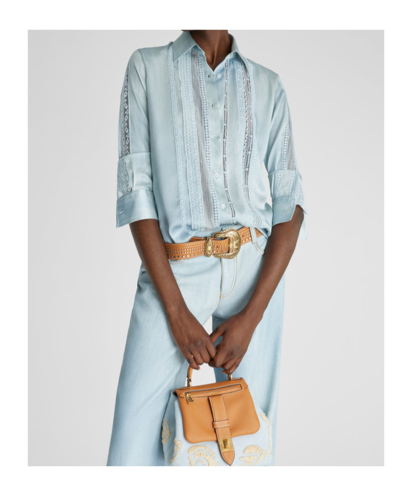 Ermanno Scervino Embroidered Shirt In Blue