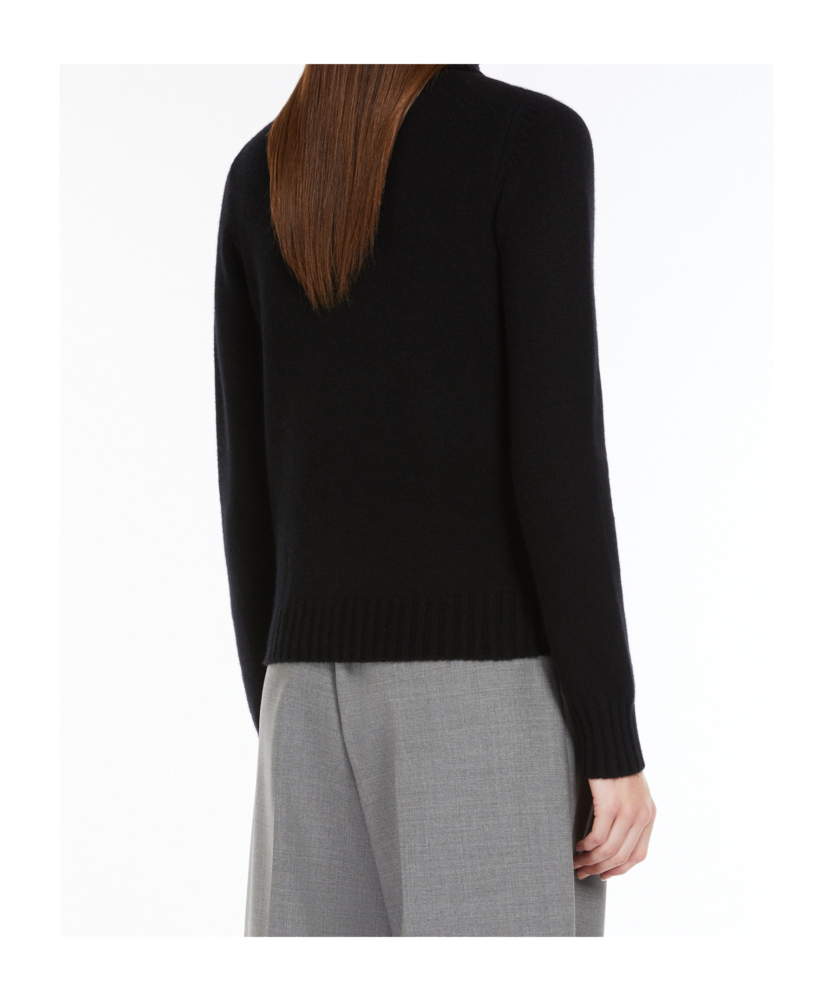 Max Mara Cashmere-blend Black Jumper With High Neck In Black