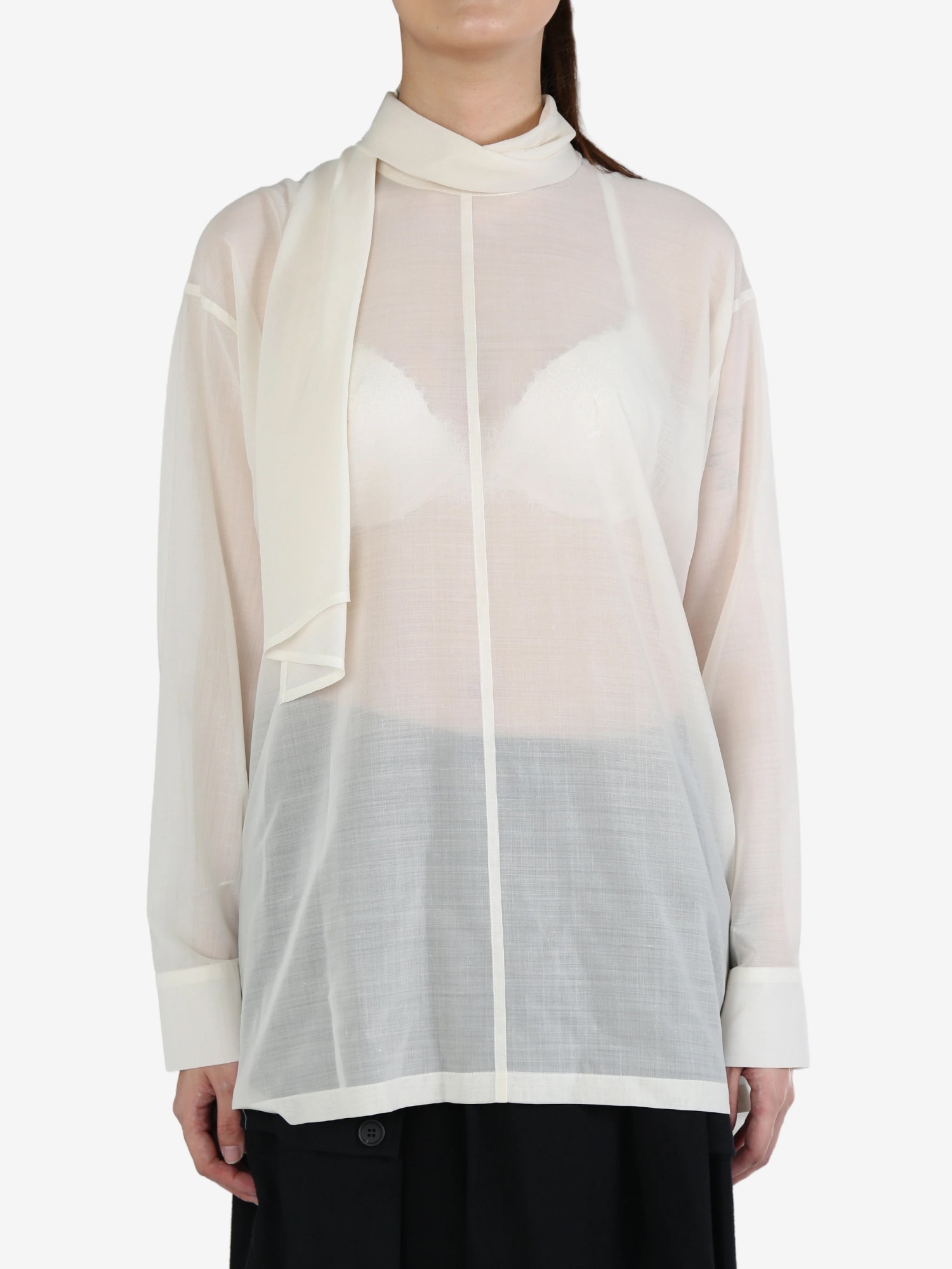 Issey Miyake Translucent Long-sleeved Shirt In White