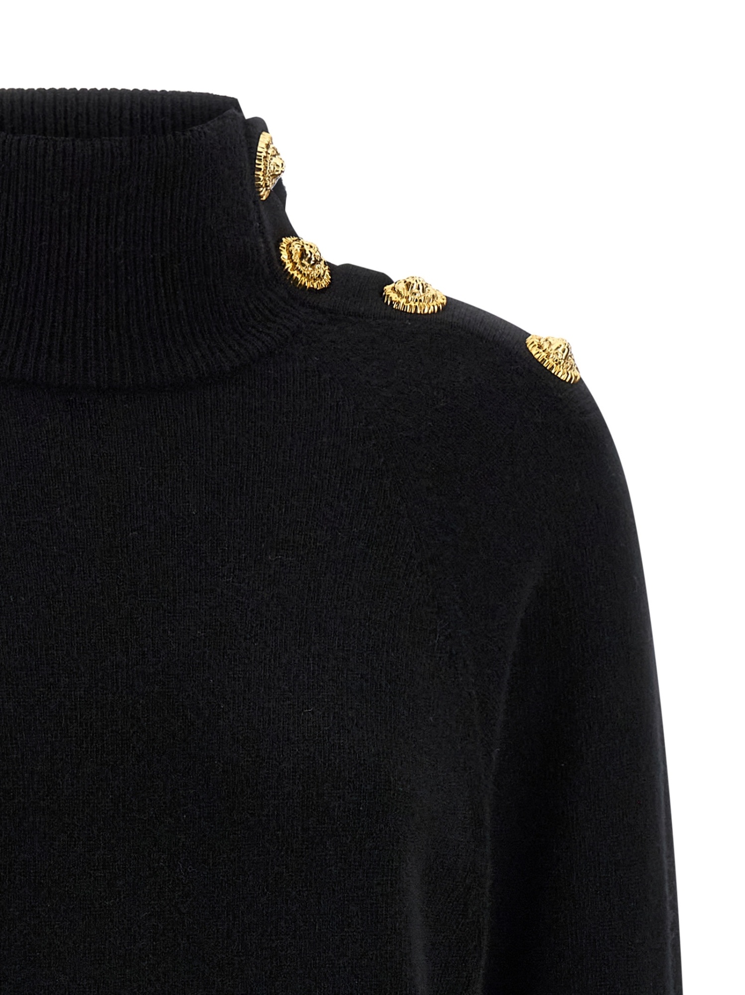 Balmain Turtleneck Mini Dress Decorative Buttons In Multi