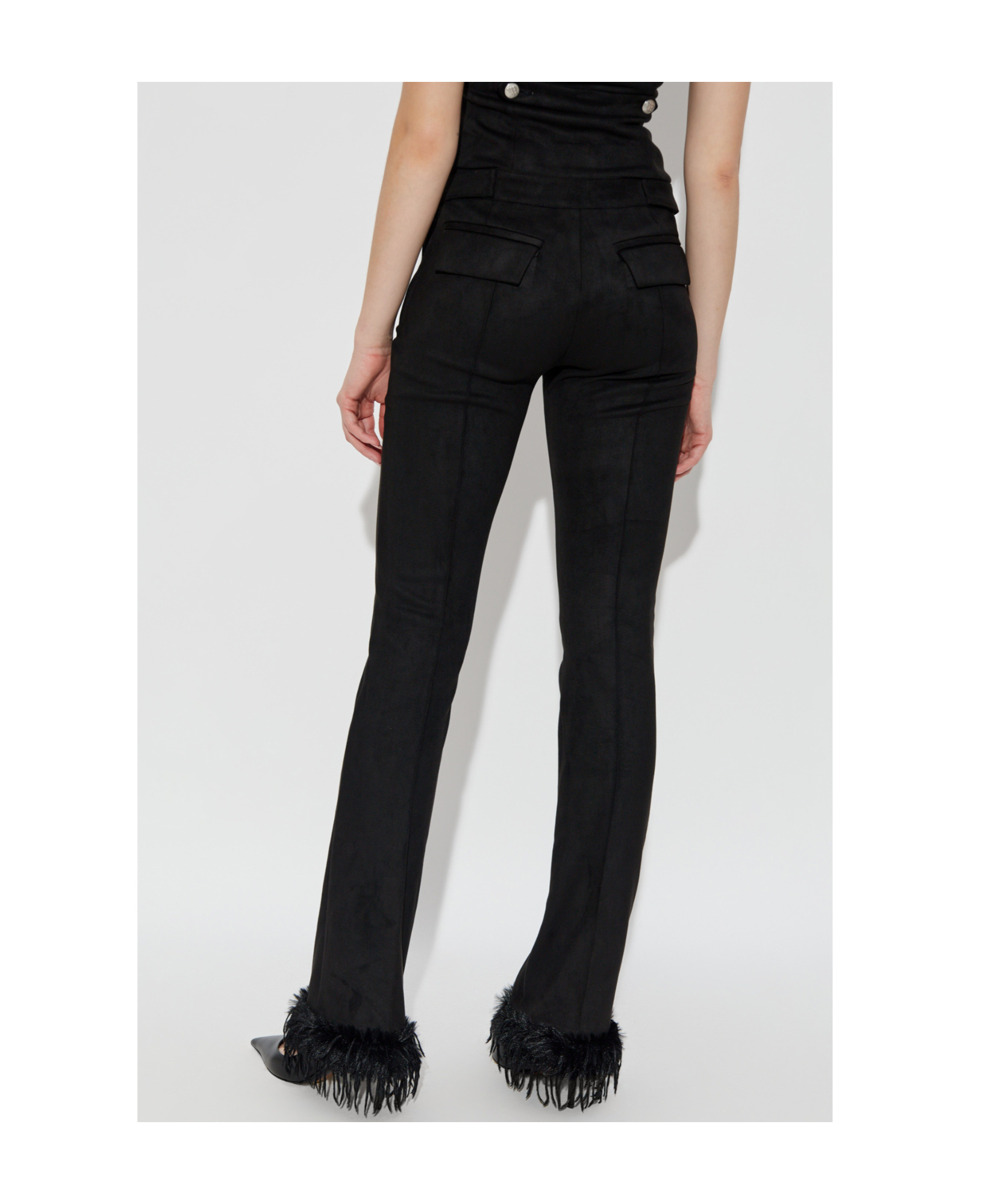 Misbhv Faux Suede Fringe Casual Pants In Black