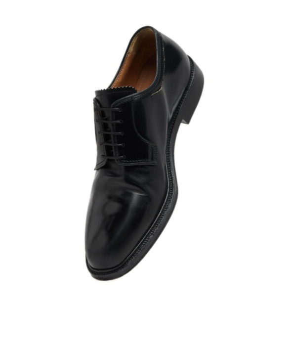 Maison Margiela Tabi Brushed Leather Derby Shoes In Black