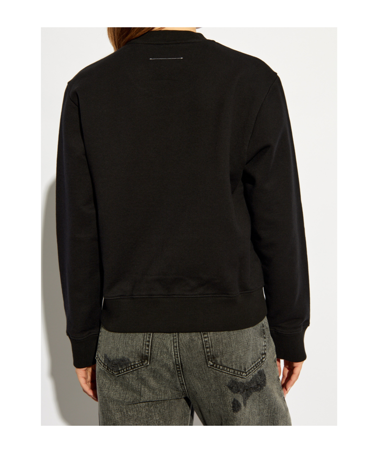 Shop Mm6 Maison Margiela Bear-patch Cotton Sweatshirt In Black