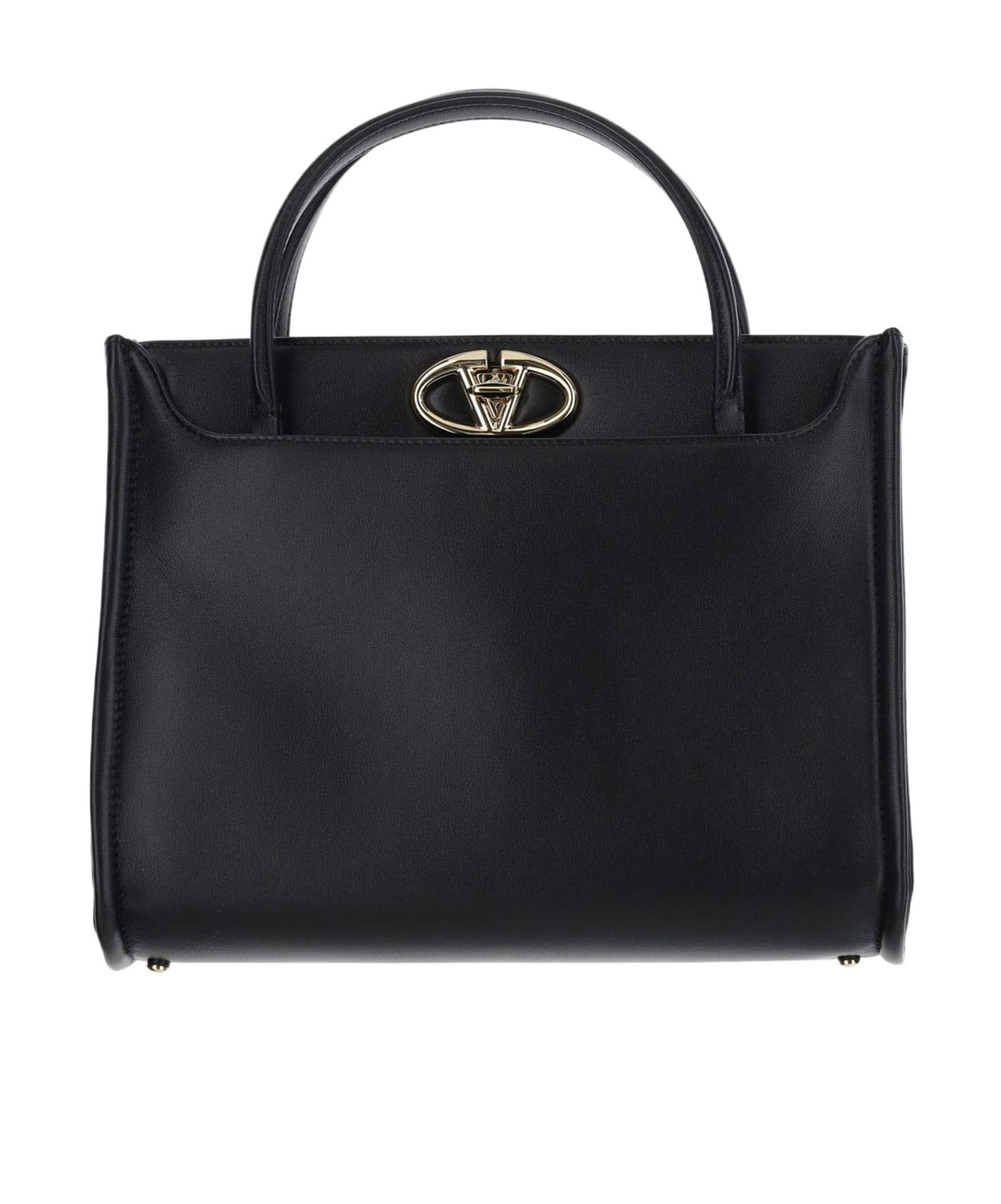 Valentino Black Small Vlogo Locker Leather Satchel In Black