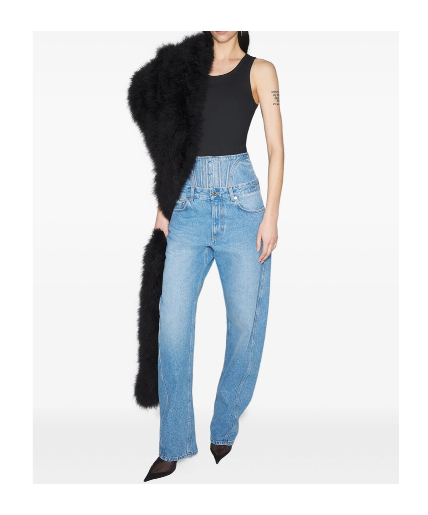 Mugler Fade Details Jeans Leggings In Blue