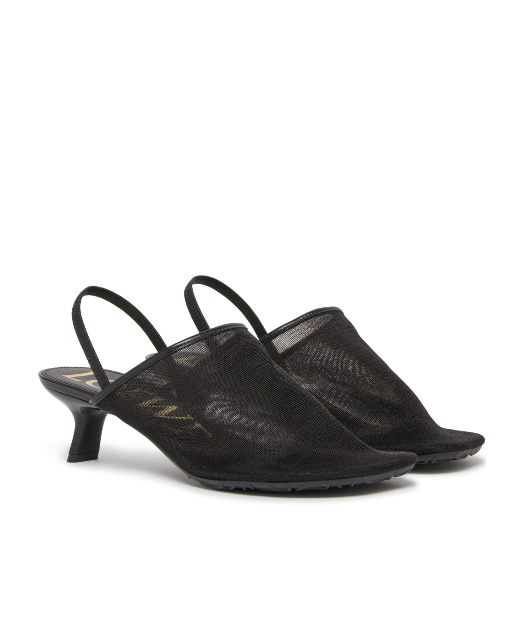Loewe Petal Mesh Slingback Heel Sandals In Black
