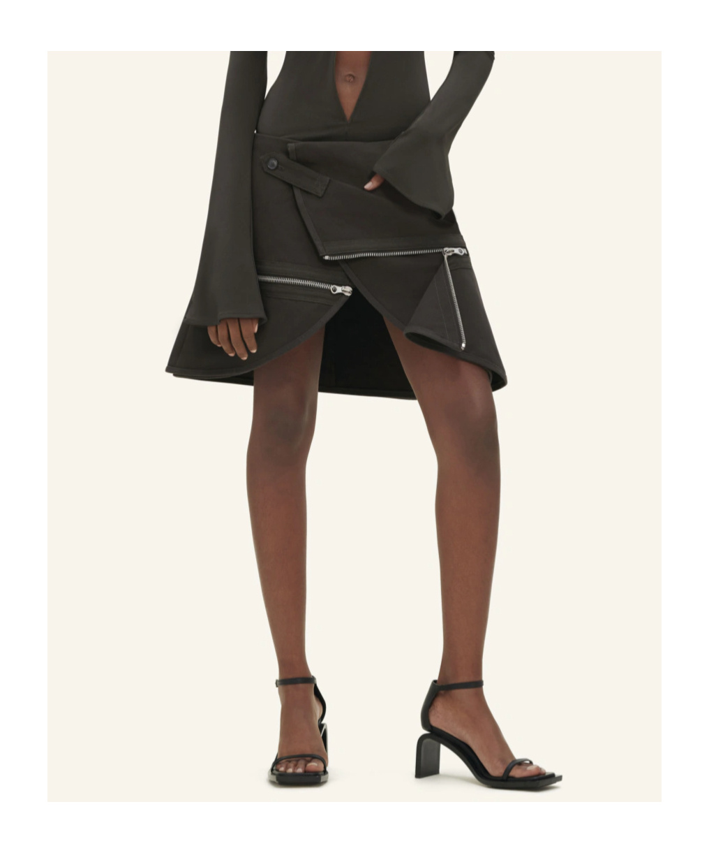 Courrèges Modular Cotton Miniskirt In Black