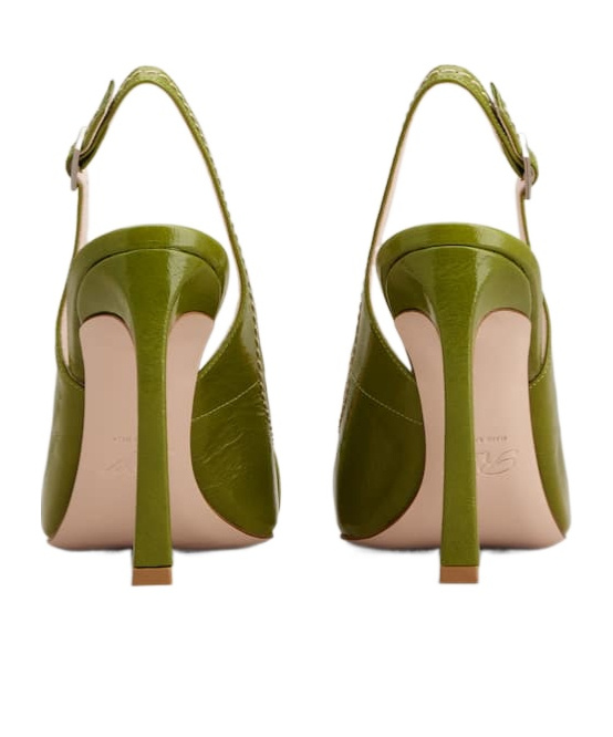 Roger Vivier Trompette Slingback Pumps In Patent Leather In Green