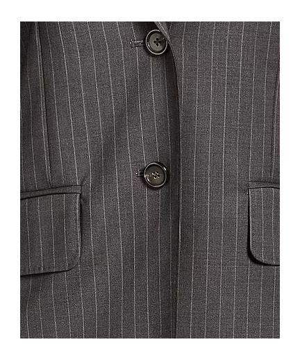 Max Mara Striped Wool Blazer In Charcoal-grey