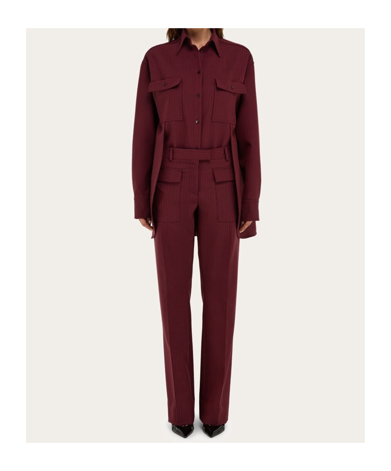 Ferragamo Striped Loose Shirt In Red